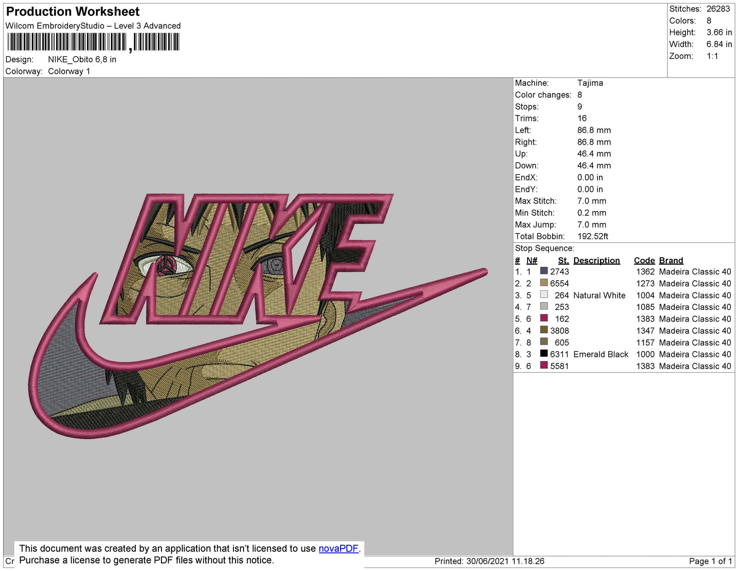 Nike Obito 02 Embroidery File 6 size