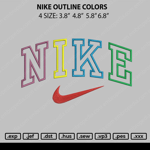 Nike Outline Colors Embroidery File 4 size