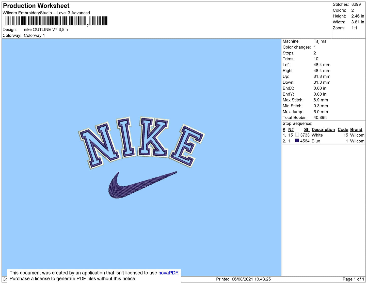 Nike Outline V7 Embroidery File 4 size