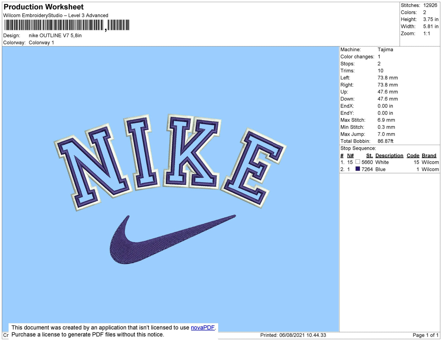 Nike Outline V7 Embroidery File 4 size