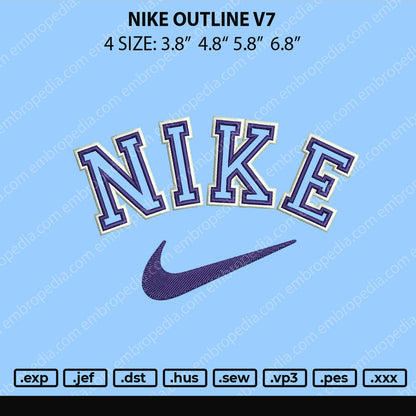 Nike Outline V7 Embroidery File 4 size