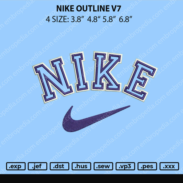 Nike Outline V7 Embroidery File 4 size