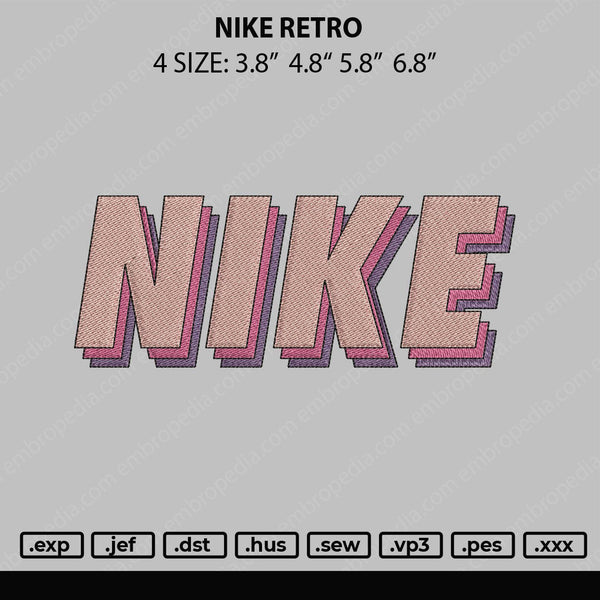 Nike Retro Embroidery File 4 size
