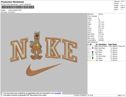 Nike Scooby Doo Embroidery File 4 size