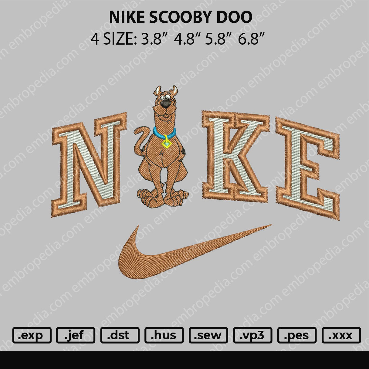 Nike Scooby Doo Embroidery File 4 size