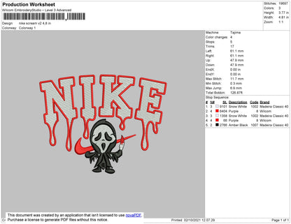 Nike Scream V2 Embroidery File 4 size