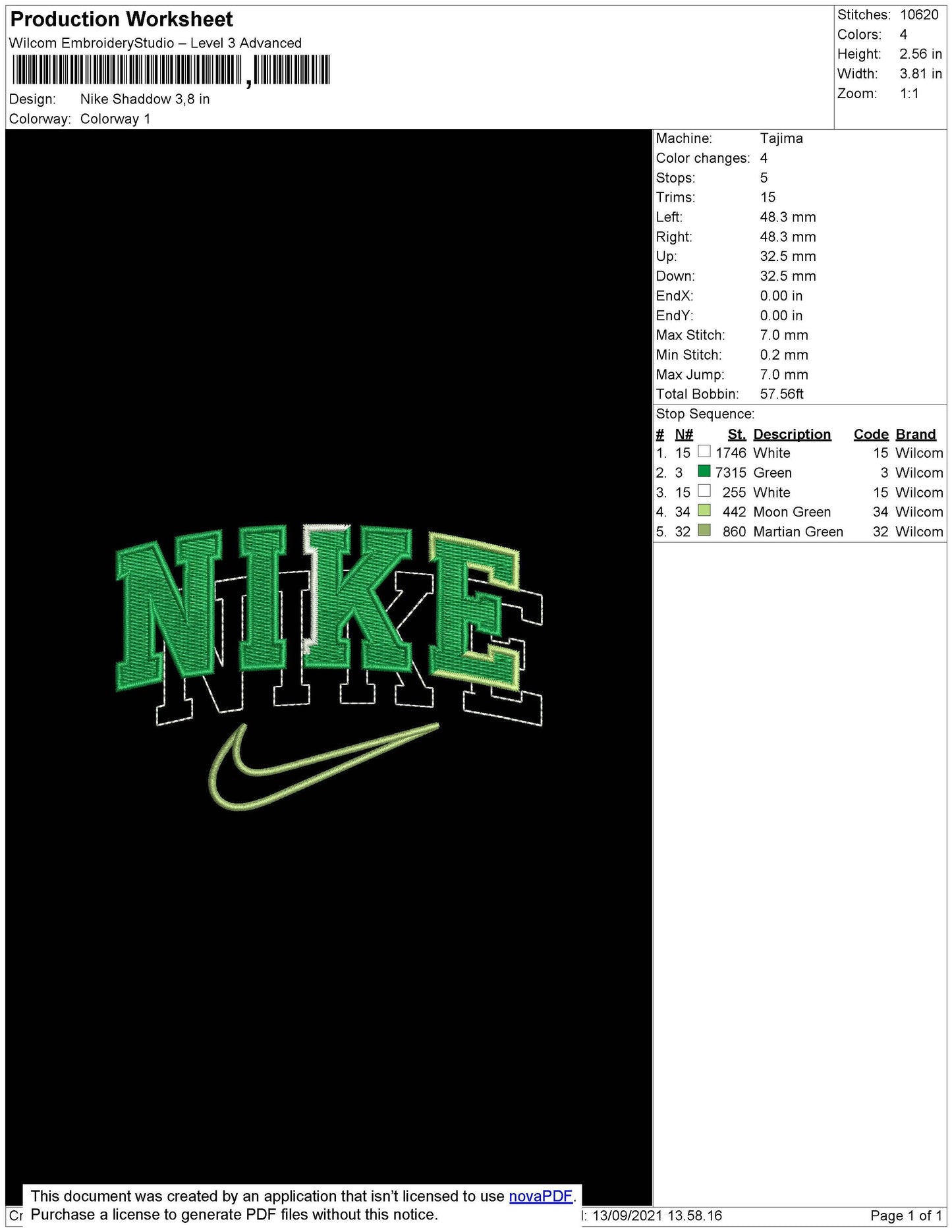 Nike Shadow Embroidery File 6 Size