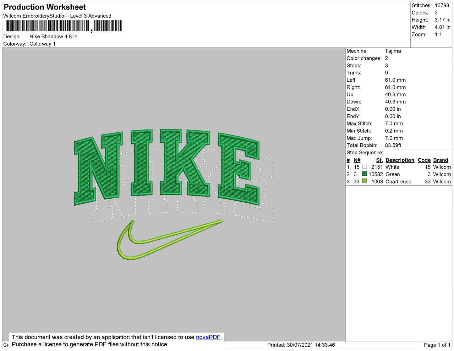 Nike Shadow Embroidery File 4 size