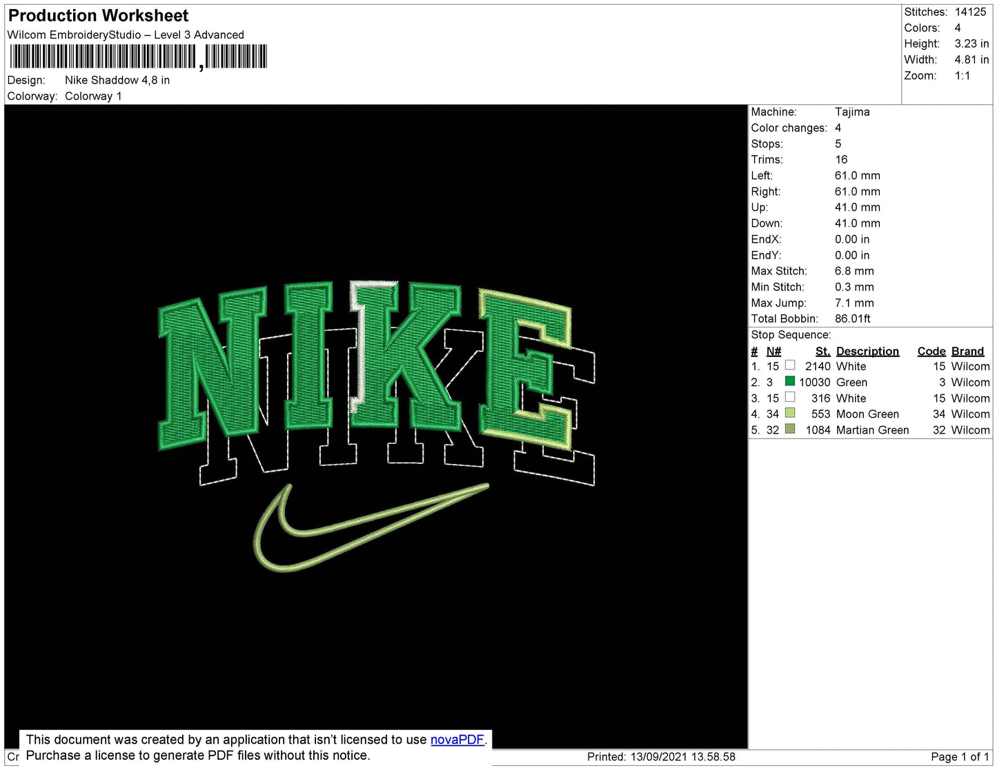 Nike Shadow Embroidery File 6 Size