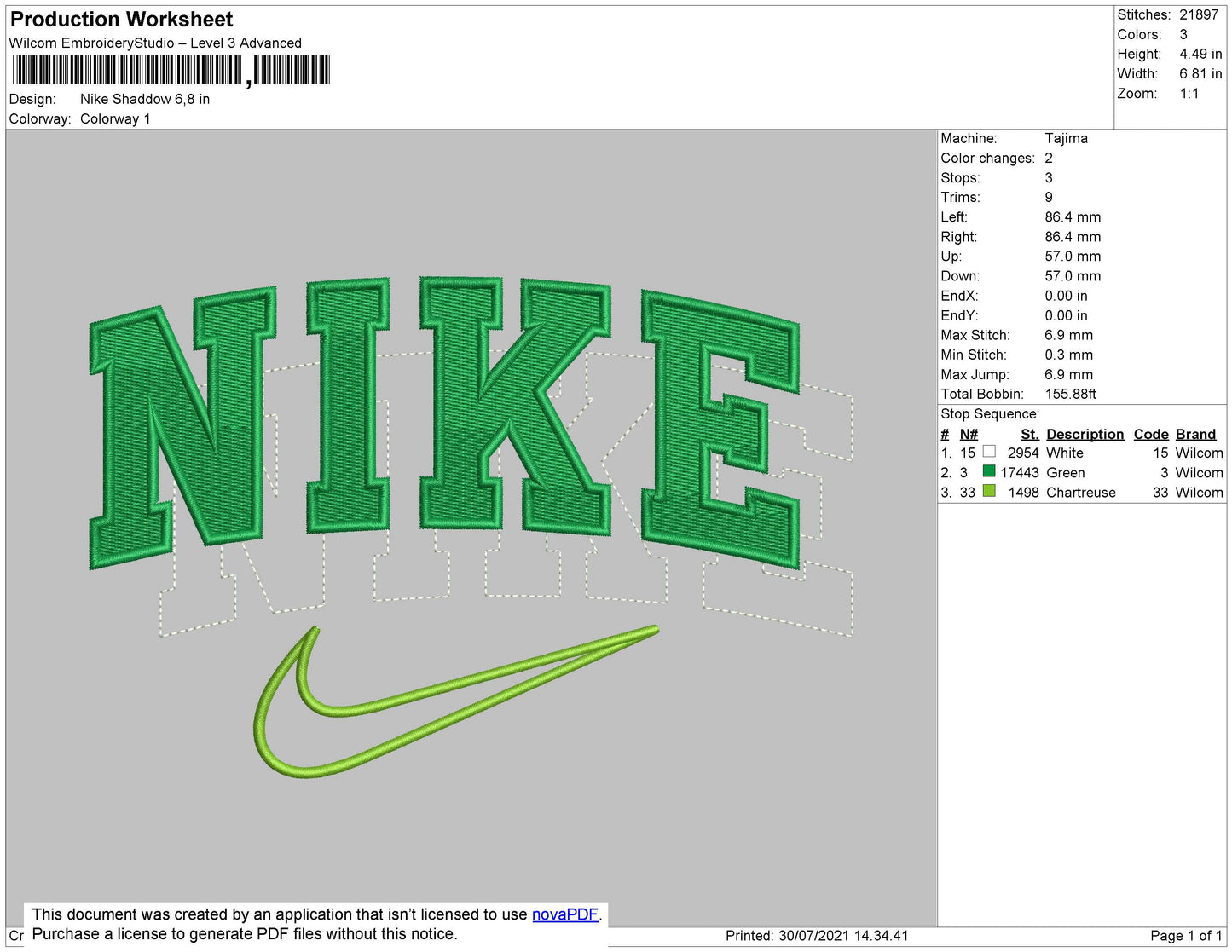 Nike Shadow Embroidery File 4 size