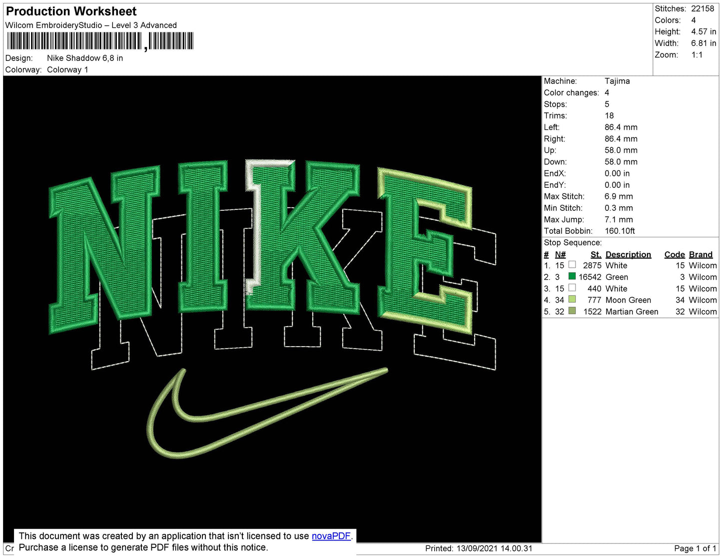Nike Shadow Embroidery File 6 Size
