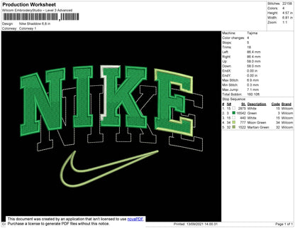 Nike Shadow Embroidery File 6 Size