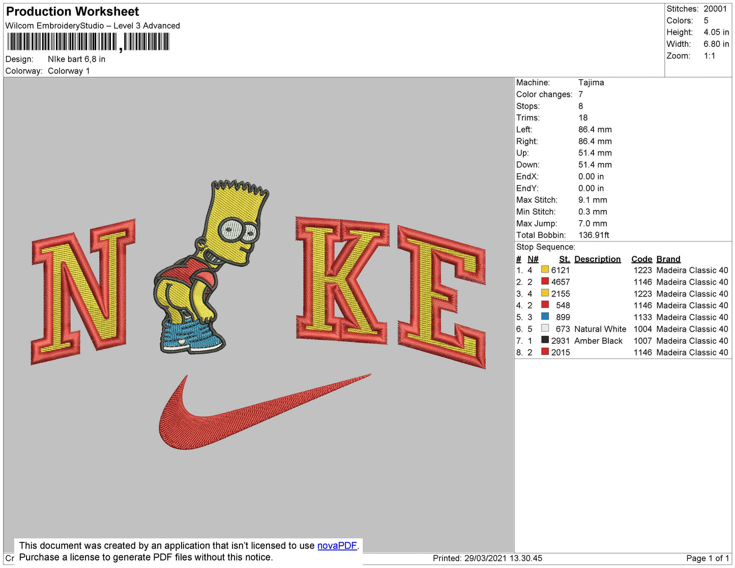 Nike Simpson Embroidery File 4 size