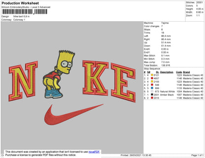 Nike Simpson Embroidery File 4 size