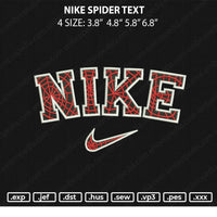 Nike Spider Text Embroidery File 4 size