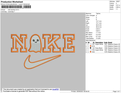 Nike Spooky Embroidery File 4 size
