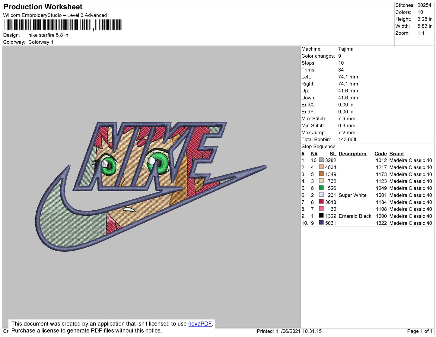 Nike Starfire Embroidery File 4 size