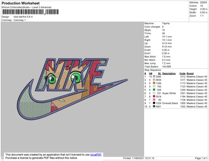 Nike Starfire Embroidery File 4 size