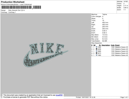 Nike Swoosh Di0r Embroidery File 6 size