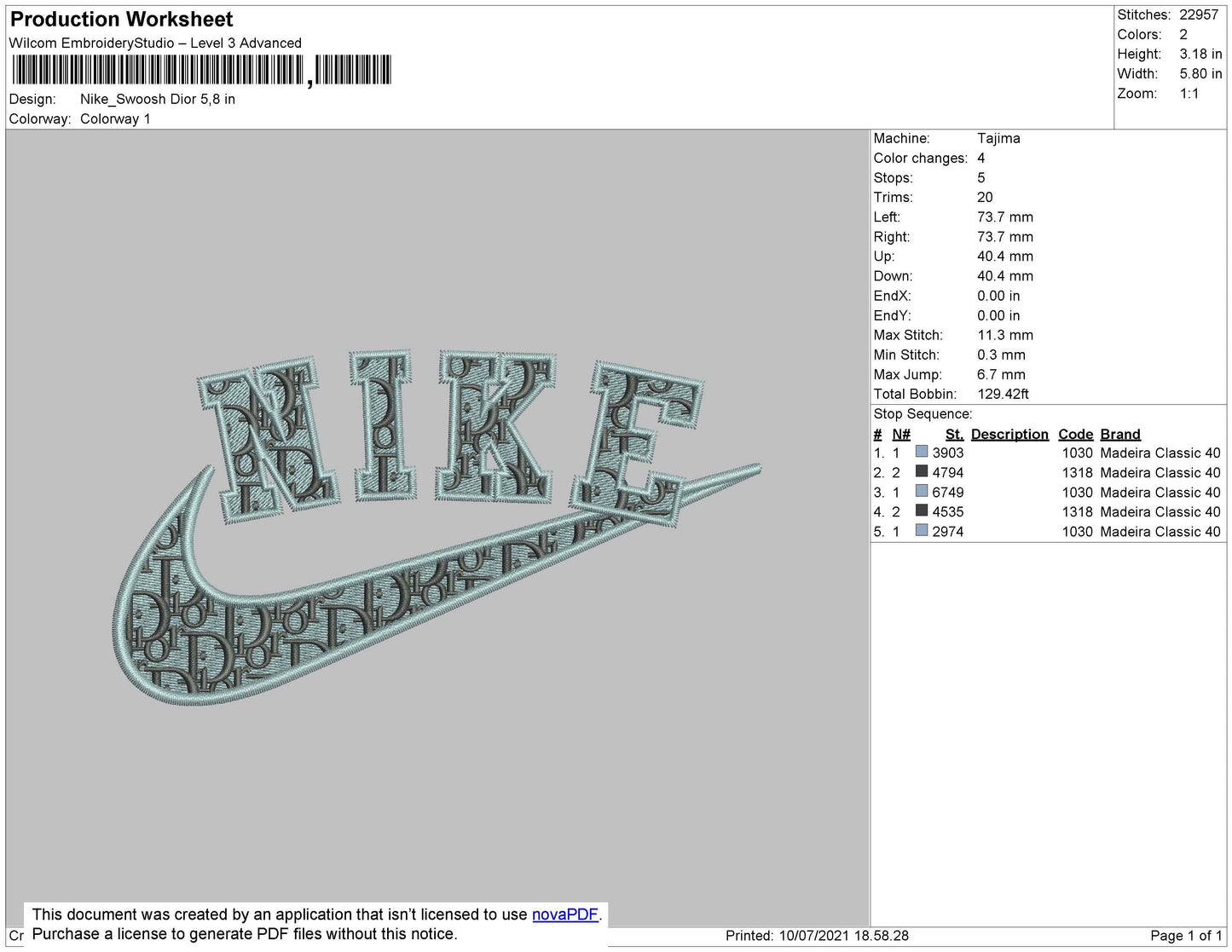 Nike Swoosh Di0r Embroidery File 6 size