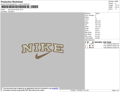 Nike Swoosh Slim Embroidery File 4 size