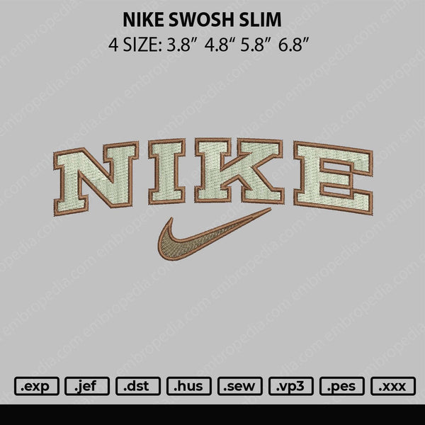 Nike Swoosh Slim Embroidery File 4 size