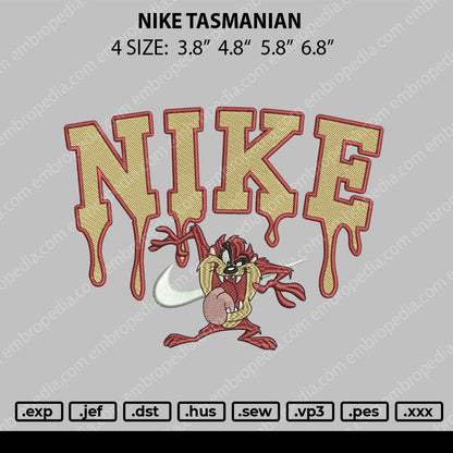 Nike Tasmanian Embroidery File 4 size