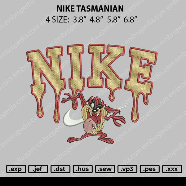 Nike Tasmanian Embroidery File 4 size