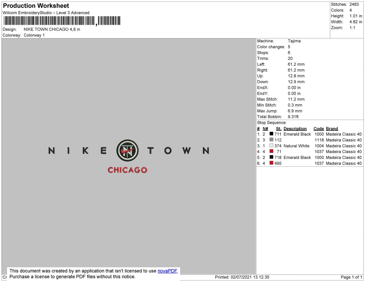 Nike Town Chicago Embroidery File 4 size