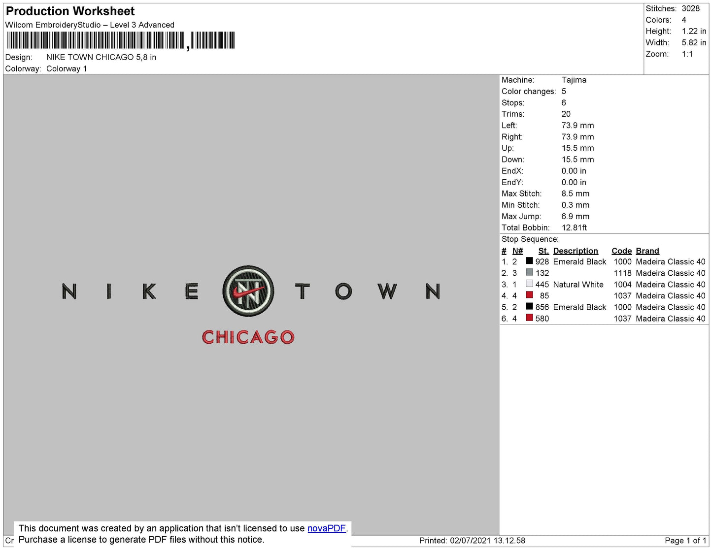 Nike Town Chicago Embroidery File 4 size