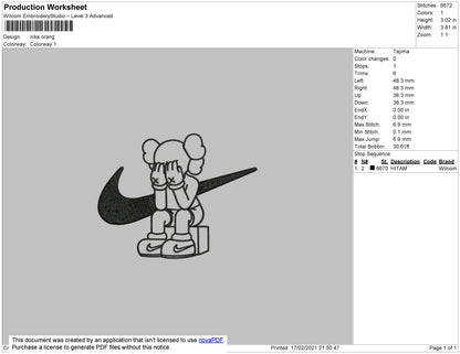 Nike Kaws Cry Embroidery File 4 size