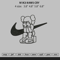Nike Kaws Cry Embroidery File 4 size