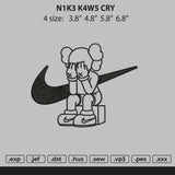 Nike Kaws Cry Embroidery File 4 size