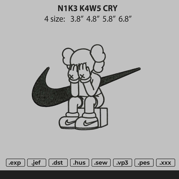 Nike Kaws Cry Embroidery File 4 size