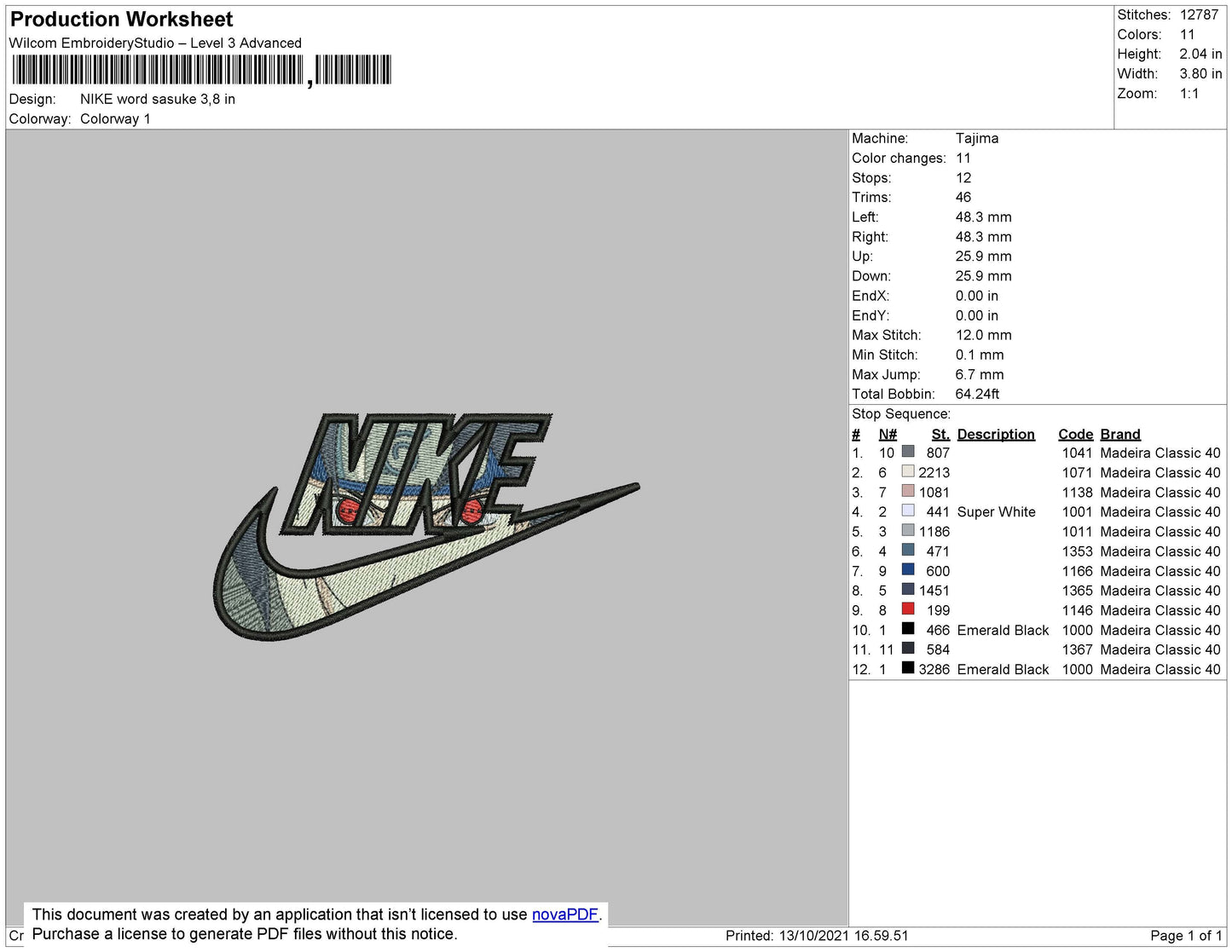 Nike Word Sasuke Embroidery File 4 size