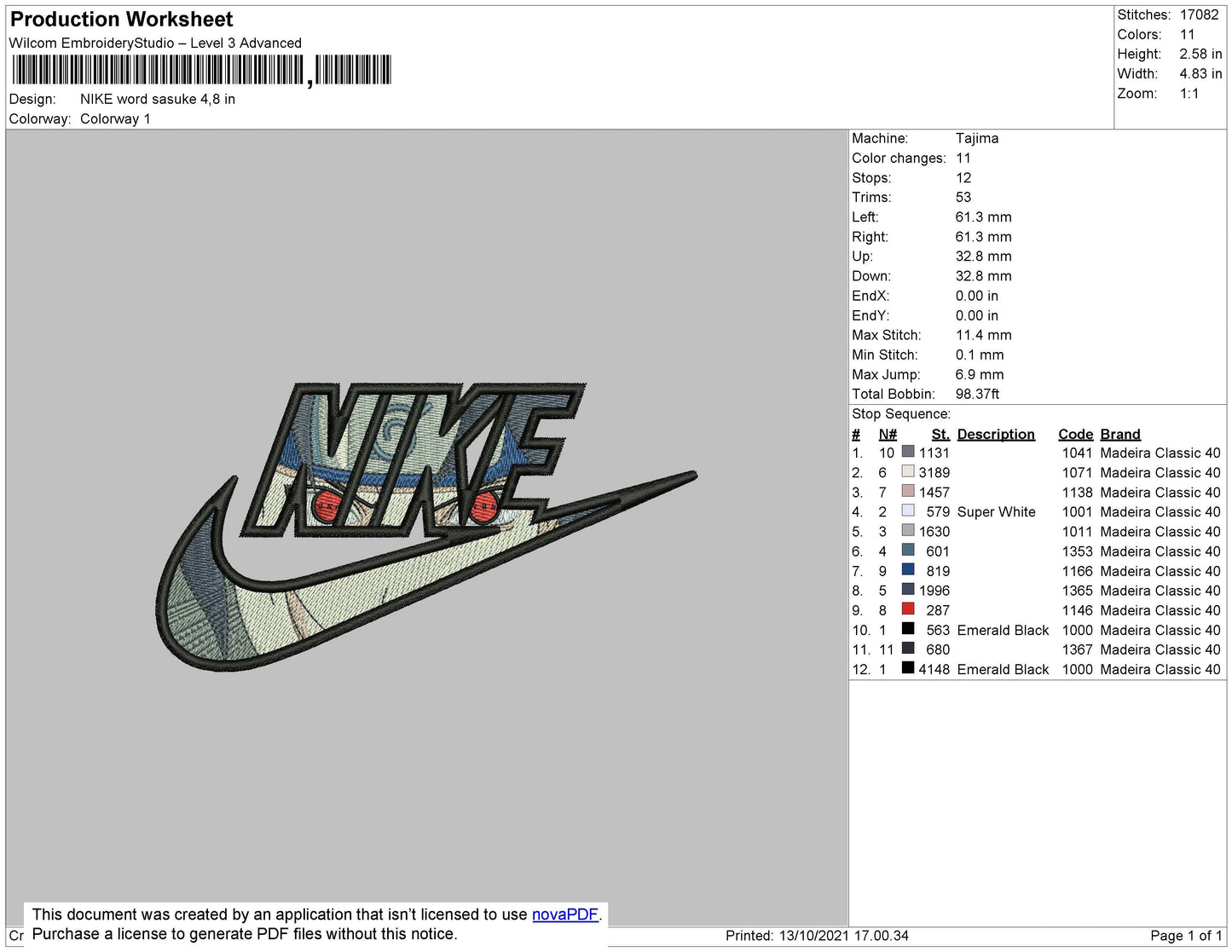 Nike Word Sasuke Embroidery File 4 size