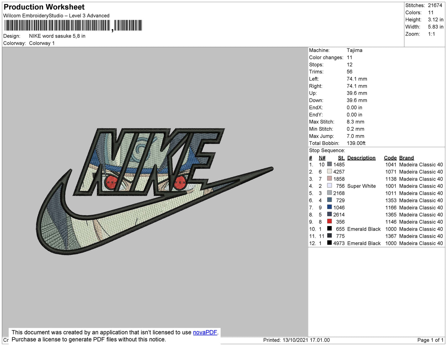 Nike Word Sasuke Embroidery File 4 size