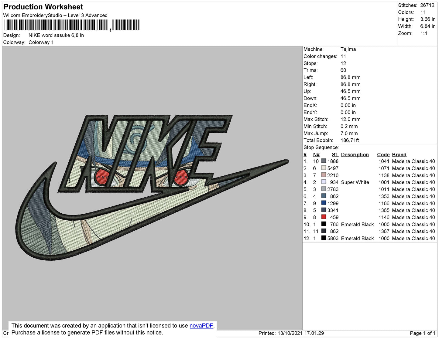 Nike Word Sasuke Embroidery File 4 size