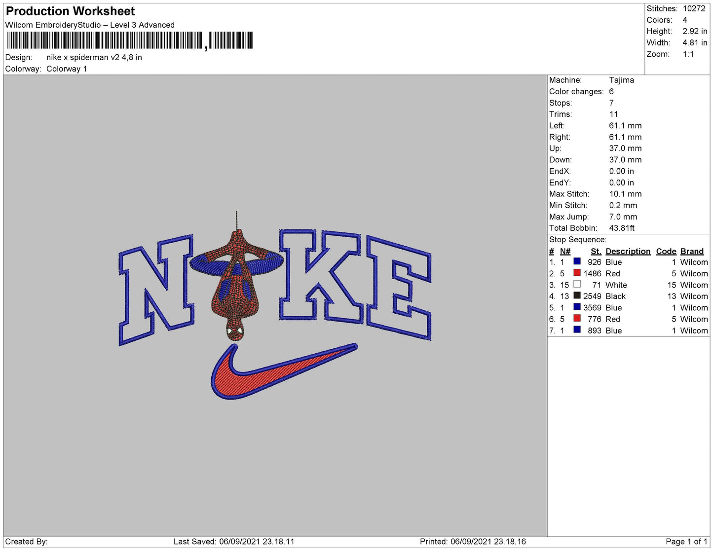 Nike X Spiderman V2 Embroidery File 4 size