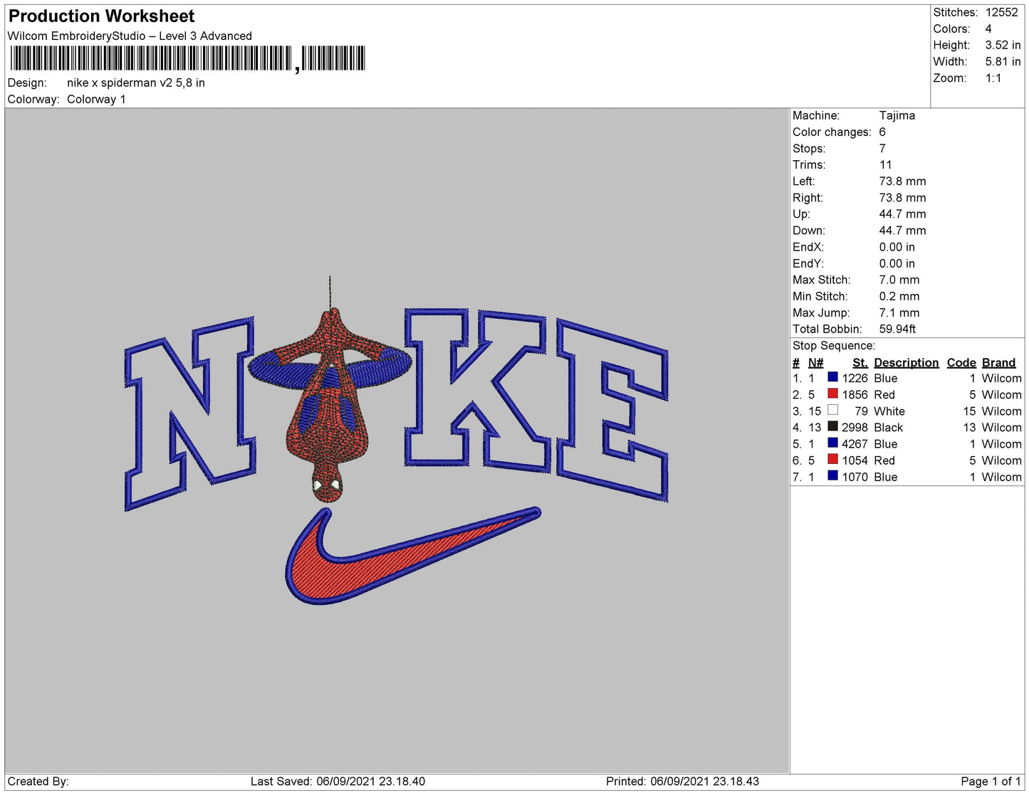Nike X Spiderman V2 Embroidery File 4 size