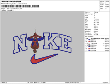 Nike X Spiderman V2 Embroidery File 4 size