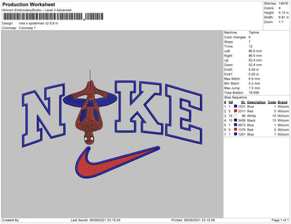 Nike X Spiderman V2 Embroidery File 4 size