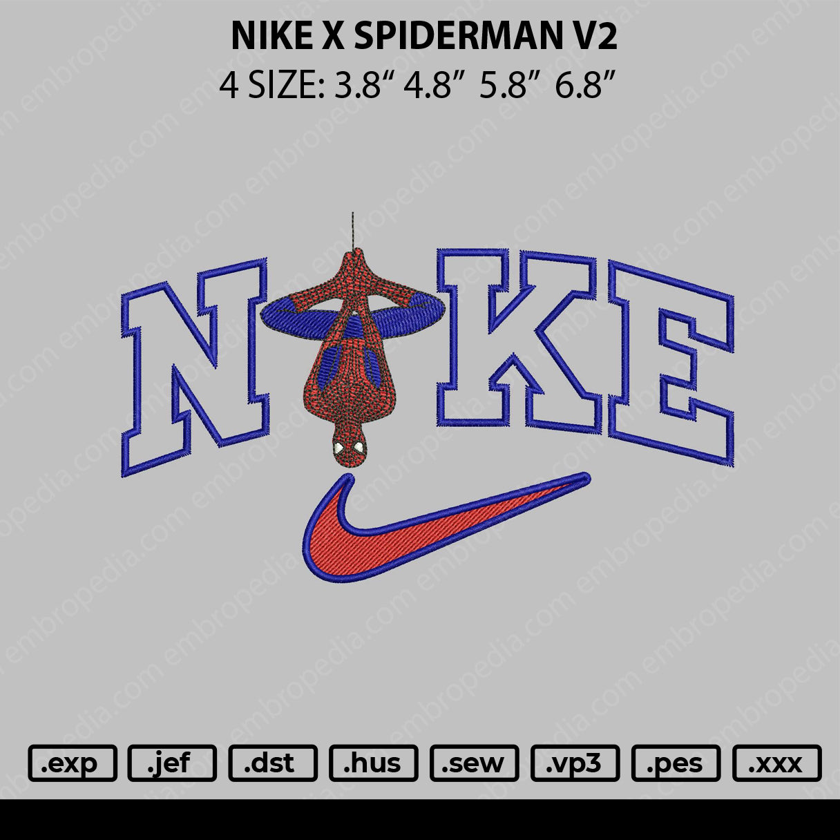 Nike X Spiderman V2 Embroidery File 4 size