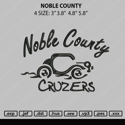 Noble County Embroidery File 4 size