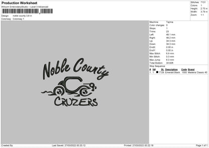 Noble County Embroidery File 4 size