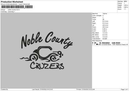 Noble County Embroidery File 4 size