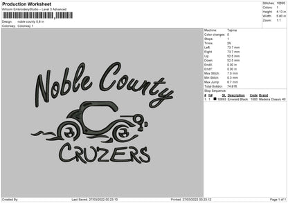 Noble County Embroidery File 4 size