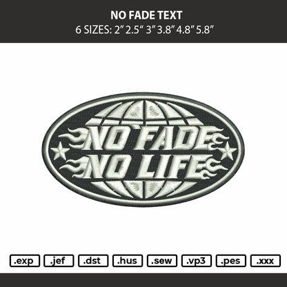 No Fade Text Embroidery Machine Design File 6 sizes
