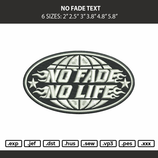 No Fade Text Embroidery Machine Design File 6 sizes