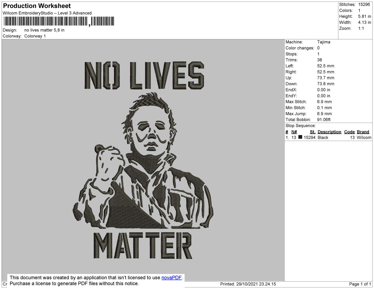 No Lives Matter Embroidery File 4 size